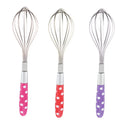 3pcs 8/9/10in OEM Wholesale Cheap Kitchen Tools Egg Tools Colourful Dots Handle Egg Beater Mixer Whisk