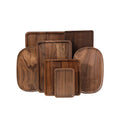 Custom Wholesale Black Walnut  Round Rectangle Oval Wooden Bread Serving Plate Wood Dinner Plate Tray