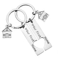 2pcs/set Stainless Steel Silver Engraved Our First Home House Keyring Couples Housewarming Gifts Lovely Gift for New Home Owners