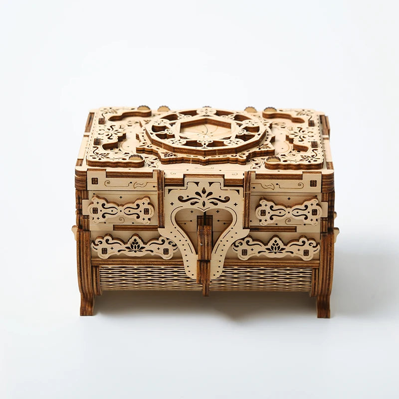 Laster Cutting 3D Wooden Puzzle DIY Handmade Fully Assembly Gift Antique Wooden Jewelry Box 3d Puzzles for Adults