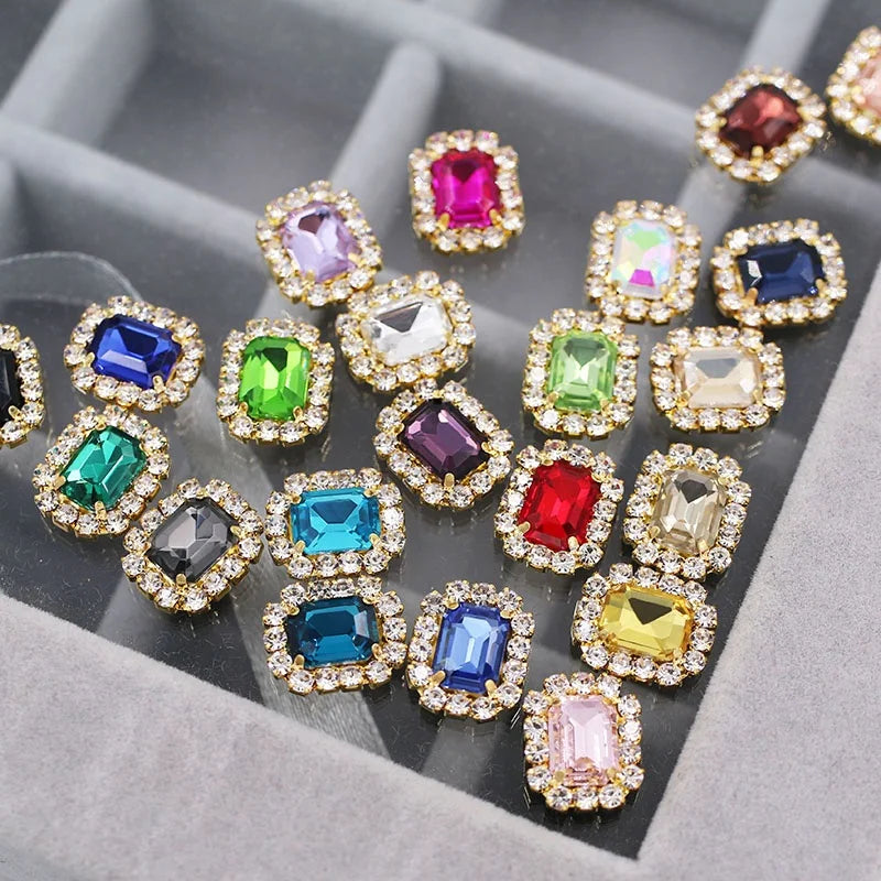 Wholesale Small Size Rectangle Shape Glass Crystal Cup Chain Rhinestones