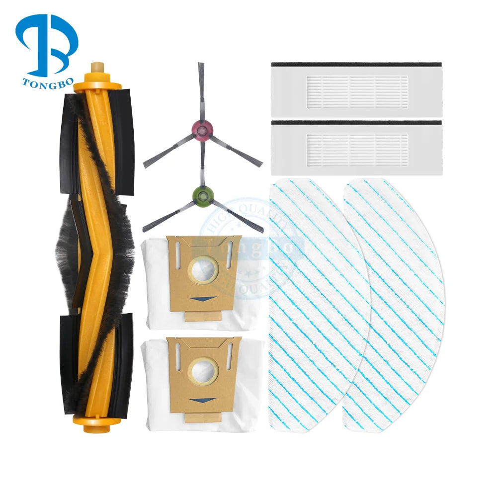Kit Fit for Yeedi Vac Hybrid / Vac Max / Vac 2 Pro Robot Vacuum Spare Parts Roller Side Brush Hepa Filter Dust Bag Mop Cloth