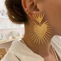 New Exaggerated Stainless Steel Heart Earrings Waterproof Jewelry 18k Gold Plated Stainless Steel Geometric Earrings