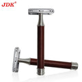 JDK Double Edge Safety Razor with Rose Wood Handle for Women Prevents Razor Bumps & Ingrown Hairs for Coarse Hair