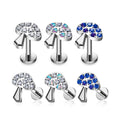 ASTM G23 F136 Titanium Earring Tragus Mushroom Zircon & Opal Inlay Top Ear Stud Labret Lip Stud Cartilage Helix Piercing Jewelry