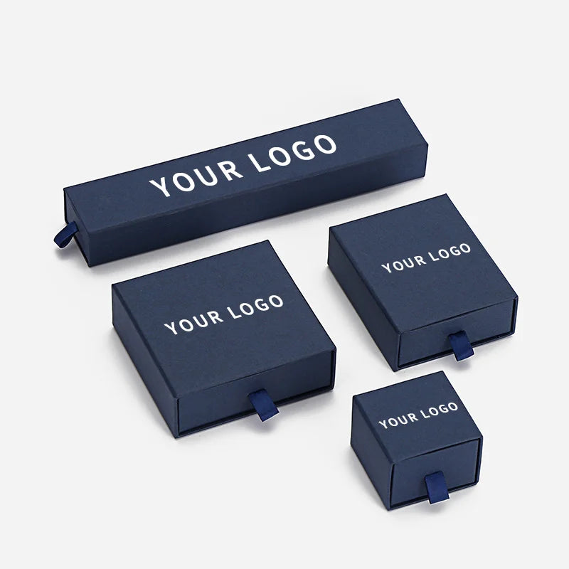 Custom Printing logo Necklace Ring Earring Bracelet Jewelry Packaging Box Custom Jewelry Box Drawing Package
