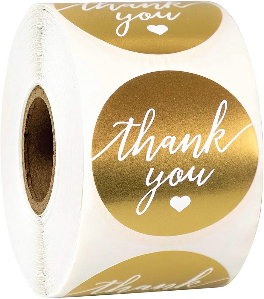 3.8CM 500PCS / Roll Round Thank You Stickers Shopping Sticker Packaging Label