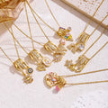 Women's Micro-Inlaid Copper Butterfly Pendant Necklace Fashion Stainless Steel with 18K Gold-Plating Personalized Jewelry