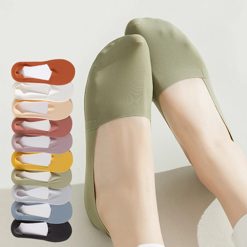 5 Pairs/set Summer Anti-slip No Show Boat Socks Breathable Cotton Eco-Friendly Quick Dry Women's Socks Comfortable Deep Mouth