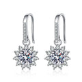 S925 Sterling Silver Classic Sunflower Moissanite Earrings for Women New Female Accessories with Temperament Moissanite Jewelry