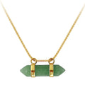 18K Gold Plated Stainless Steel Jewelry Natural Colored Stone Pendant Accessories Necklace P213259