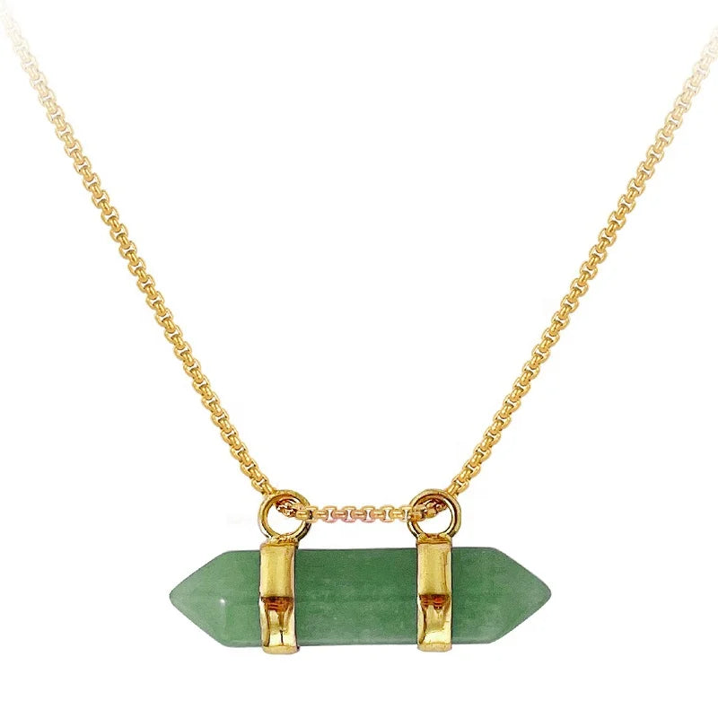 18K Gold Plated Stainless Steel Jewelry Natural Colored Stone Pendant Accessories Necklace P213259