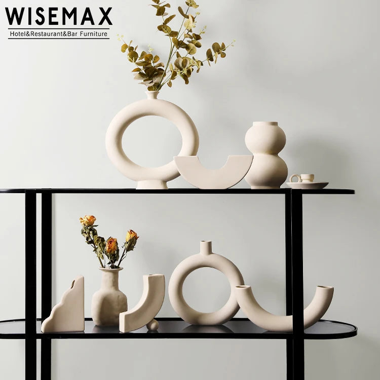 WISEMAX FURNITURE Nordic Style Living Room Home Decoration Flower Pot Small Ceramic Vase for Interior Design Art Decor