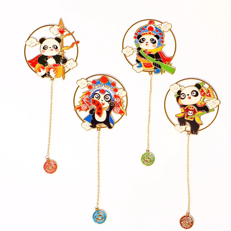 Unique Designed Panda Metal Bookmarks Chinese Style Fan Shape Cute Panda Bookmark Perfect Gift for Panda-lovers and Bookworms