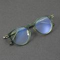 Handmade Retro High-quality Acetate Blue Green Round Diamond Face Shape Unisex Trend Minimalist Fashion Optical Glasses Frames