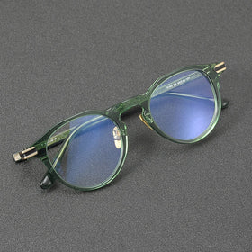 Handmade Retro High-quality Acetate Blue Green Round Diamond Face Shape Unisex Trend Minimalist Fashion Optical Glasses Frames