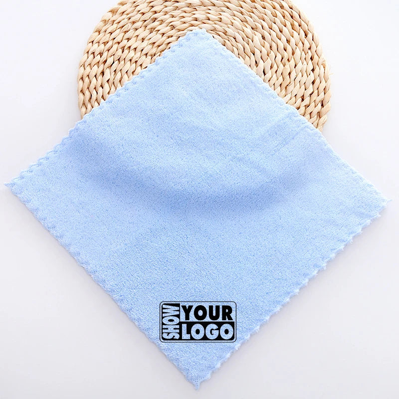 High Density Coral Velvet Microfiber Square Towel 30x30 Children's Face Quick-Dry Eco-Friendly Bathroom Water Absorption Logo