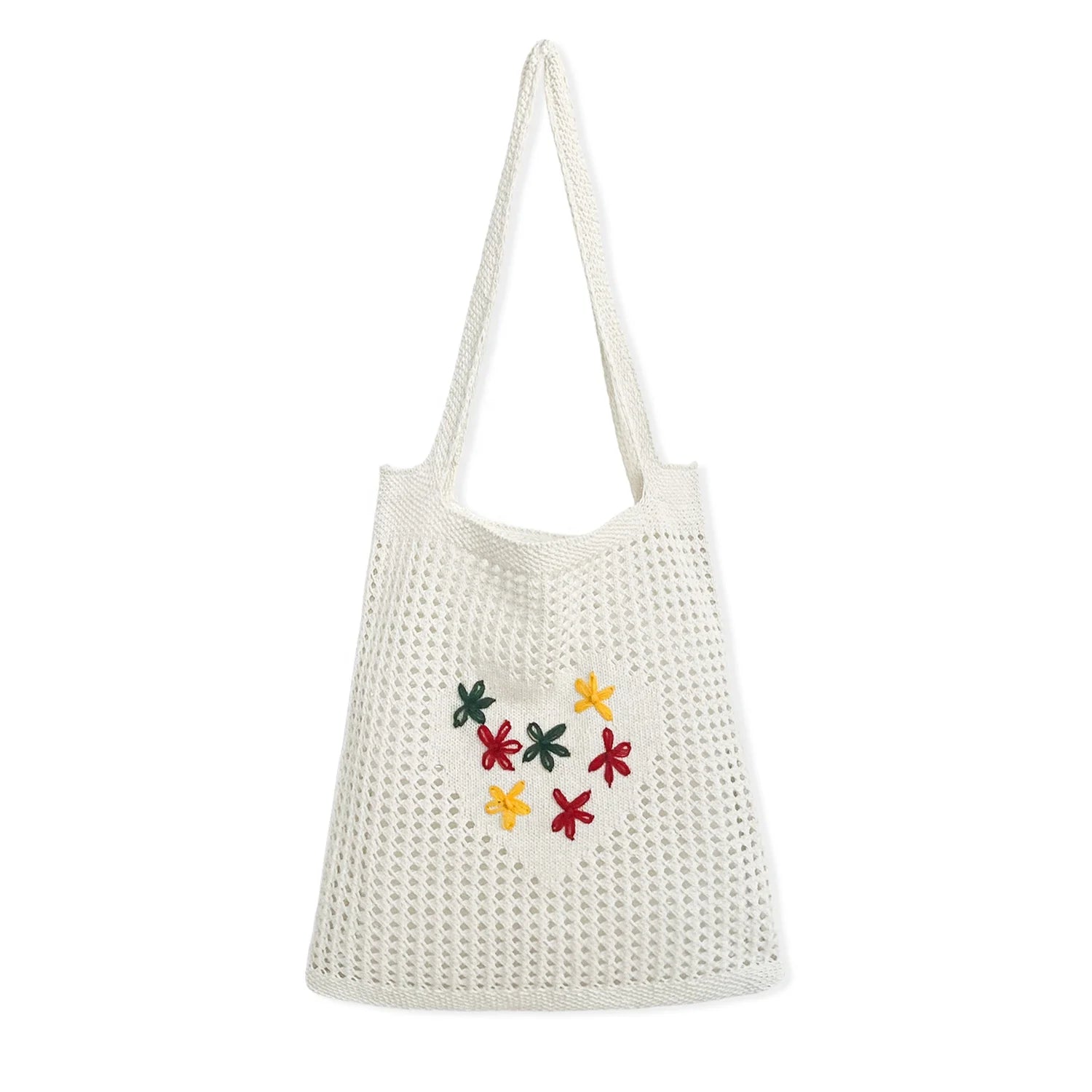 2024 New Factory Wholesale Polyester Crochet Flowers Beach Bags Women Handmade Bohemian Open Embroidery Hollowed Knitted Summer