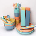 32pcs Premium Wheat Straw Dinnerware Sets Plates Cups and Bowls Eco-Friendly Dinnerware for 4