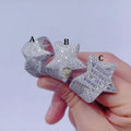 Sterling Silver 925 White Gold Plated Iced Out Hip Hop Men Fashion Vvs Moissanite Star Ring