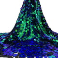 2023 Customized 100% Polyester Mesh Embroidered Navy Blue 18mm Sparkle Sequin Fabric Wedding Swimwear Home Textiles Woven Girls