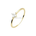 Real 14K Ring Gold Princess Cut Stone Simple Dainty Ring Fine Jewelry Wedding Engagement Finger Ring