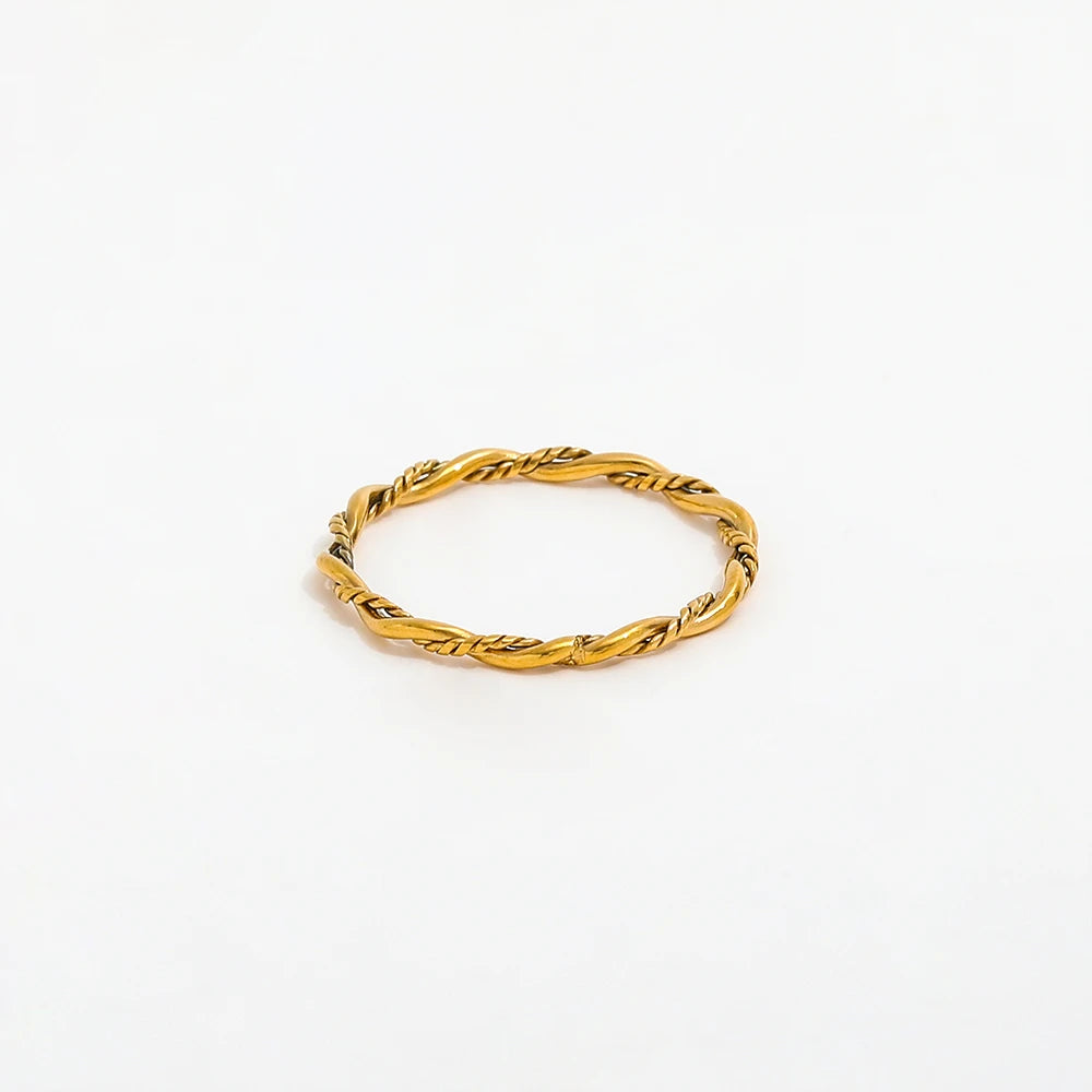 High End 18K PVD Gold Plated Twisted Rings Stainless Steel Jewelry Rope Rings New Jewelry