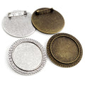 35mm Inner Size Antique Silver Plated Bronze Brooch Style Cabochon Base Setting Charms Pendant Jewelry Findings