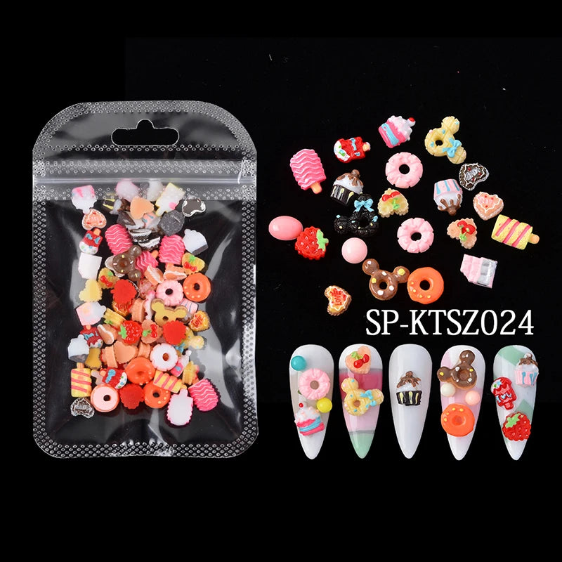 Wholesale Cute Candy Resin Nail Charms Multi Shapes Sugar Sweet Candy for DIY Nail Art Decoration