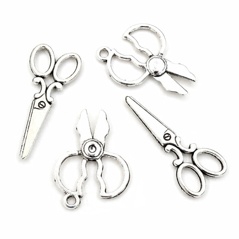 30pcs Antique Silver Plated Scissors Charms Pendant Alloy Metal DIY Jewelry Making Accessories for Bracelet Necklace