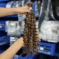 Wholesale African Boho Braids Human Hair Extensions Natural Virgin Deep Water Wave Bulk Hair #4/27 100g Braiding Hair Bundle