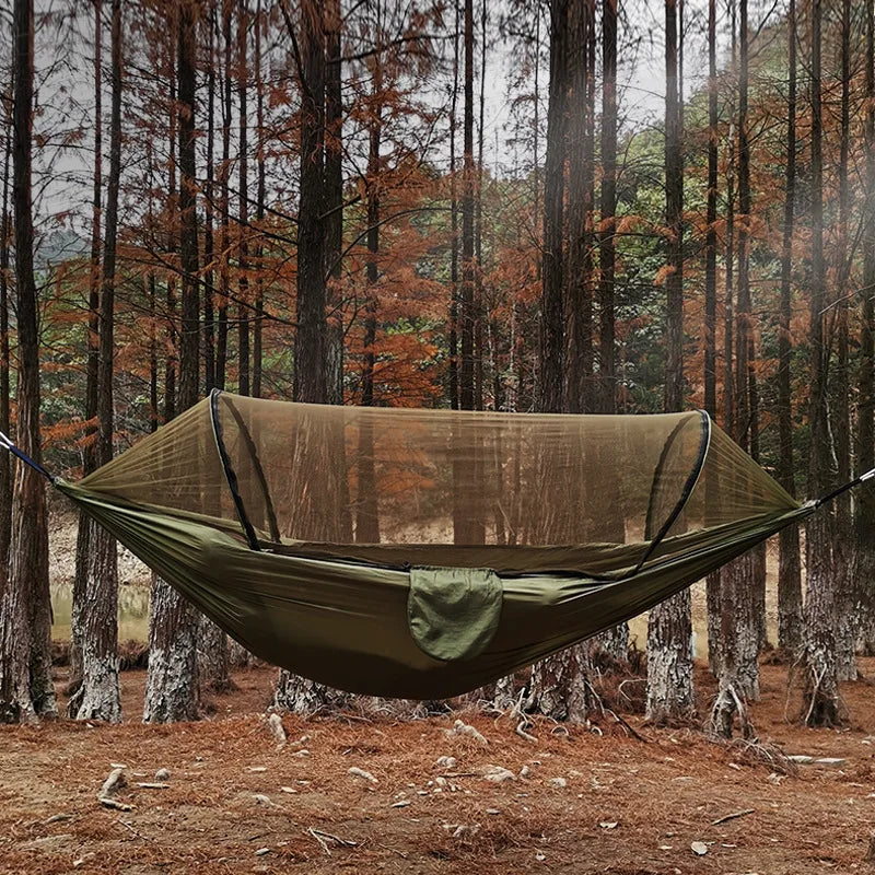 IRONDONKEY Outdoor Mosquito Prevention Sunshade Quick Opening Nylon Parachute Lightweight Camping Hammock