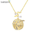 LUOTEEMI 2022 Trendy Gold Plated Necklace Women Fashion Zirconia Jewellery Pendant Necklaces