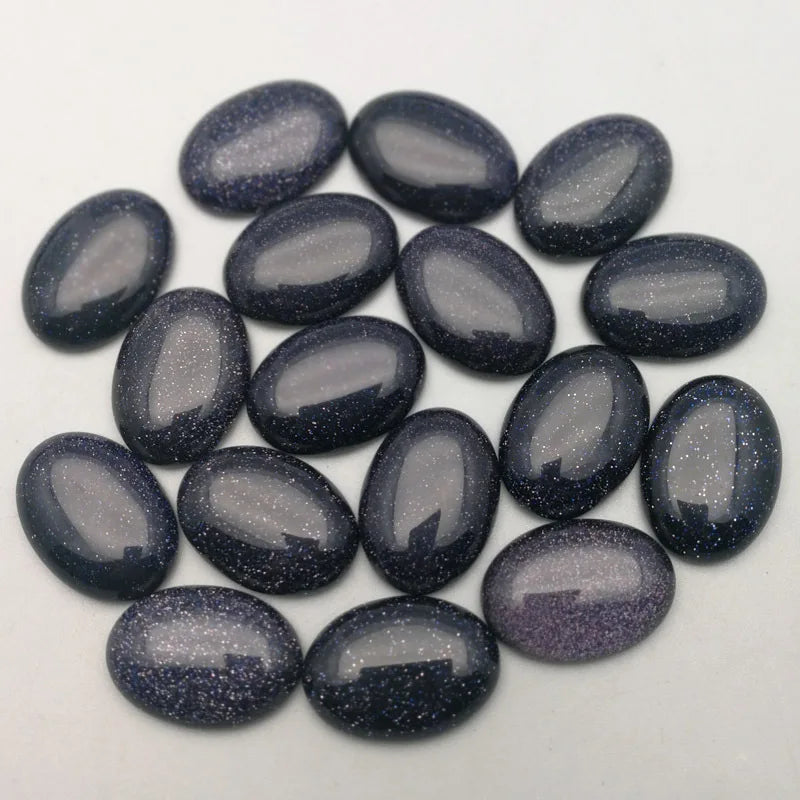 Diy Oval Shape Stone Blue Sand Stone Cabochon Gemstone Loose Gemstones Jewelry Making Gemstone 25*18mm Crystal
