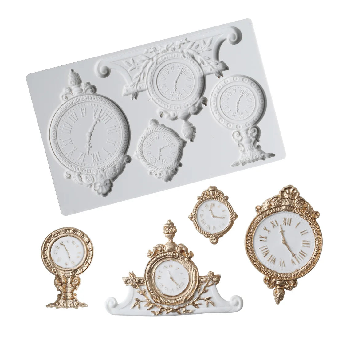HY Playing Mold Clock Silicone Molds for DIY Cake Fondant Biscuit Cookies Soap Sugar Chocolate Decor