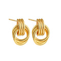 18K Gold Drop Earrings for Women Hypoallergenic Stainless Steel Studs Trendy Geometric Fashion Accessories for Parties