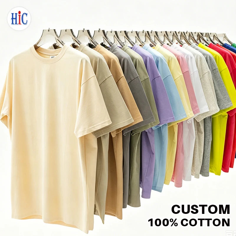 HIC 2025 New Popular 170gsm 100% Cotton Breathable Custom Logo O-Neck Embroidery t Shirt