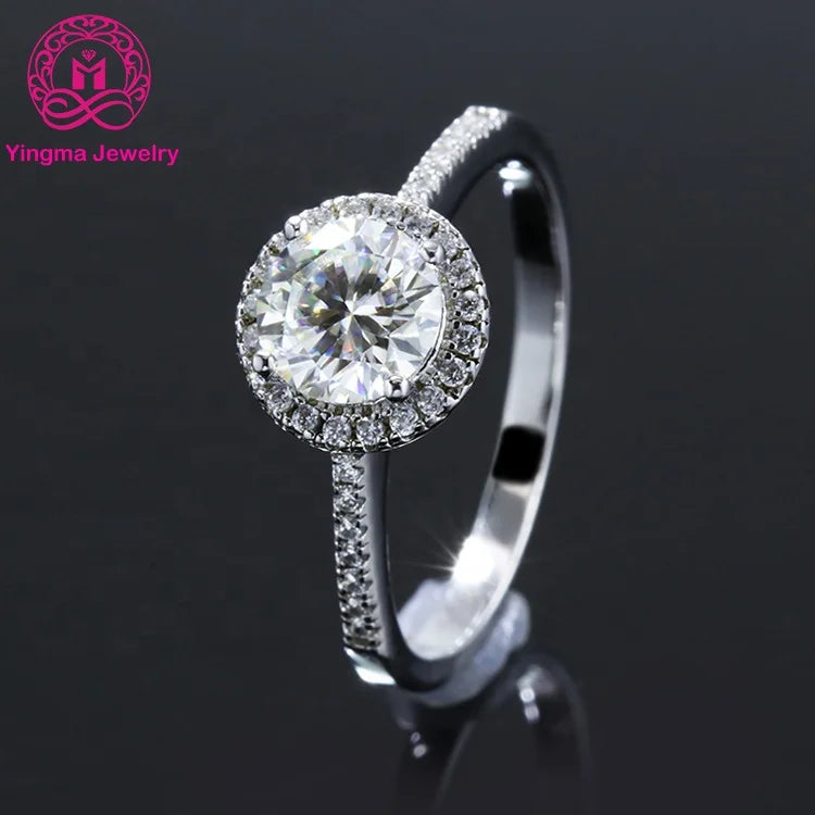 High Quality Diamond Moissanite Ring 925 Sterling Silver 1ct 2ct 3 Carat Moissanite Wedding Ring with GRA Certificate