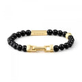 Inspire Stainless Steel Jewelry 2023 Fashion Non Tarnished 18K Gold Stainless Steel bar Bracelet With Natural Beads Men
