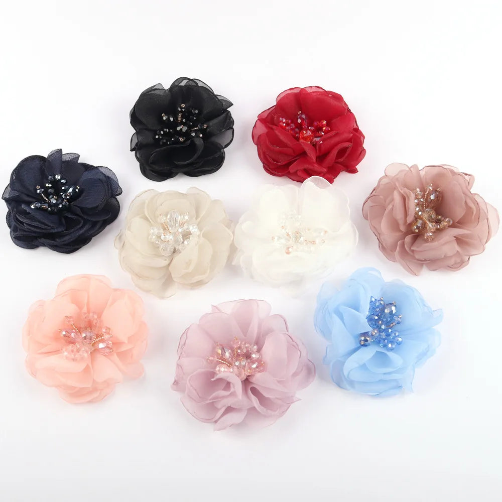 Hot Sale Handmade Tulle Fabric Flowersflower for Hair Bandwholesale Wrist Corsage Flowers