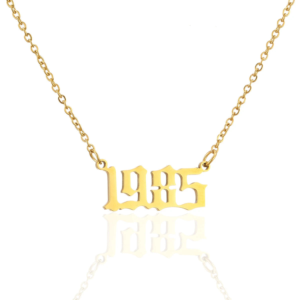 BINSHUO Customize Mens Jewelry Gold Stainless Steel 1970-2025 Initial Year Birthday English Arabic Number Women Pendant Necklace