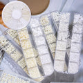 Mixed Pearl Nail Accessories Rice White Pure White Illusion Color Flat Bottom Round Nails UV Gel 3d Nail Art Decoration