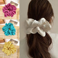 2024 Wholesale Women Fabric Elastic Band Scrunchies Accessories Custom Pure Color Oversized Satin XXL Scrunchies