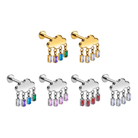 G23 Titanium Hinged Nose Stud with Zircon Inlay ASTM F136 Labret Body Piercing Jewelry Cloud Shape Design for Weddings