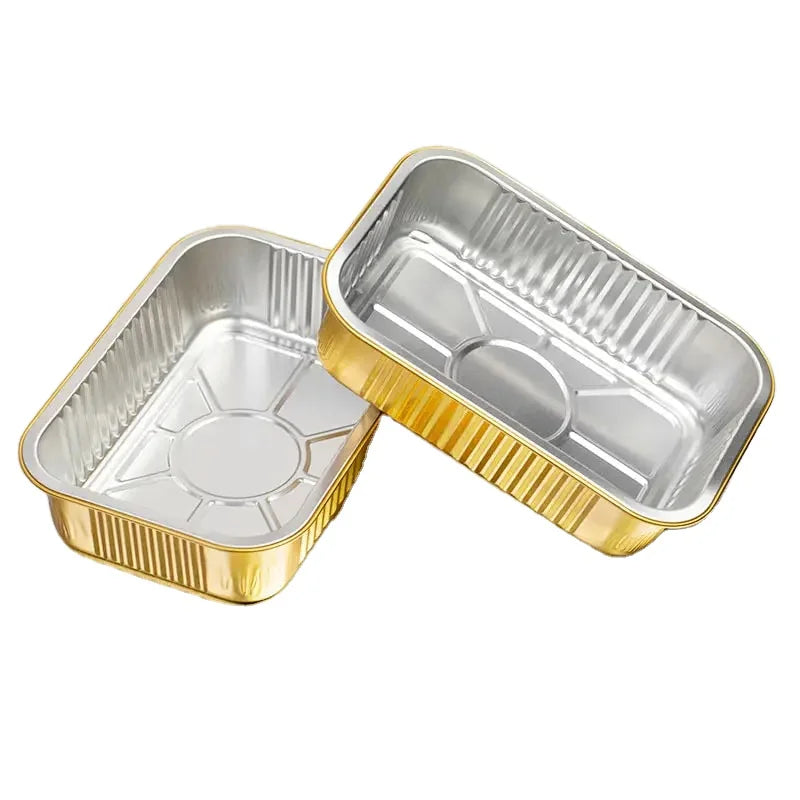 Disposable Recyclable Rectangular Aluminum Foil Food Containers with Custom Colors