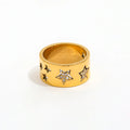 Joolim Jewelry Wholesale 18K Gold Plated Five-pointed Star Hollow Band Stainless Steel Rings for Women Rings