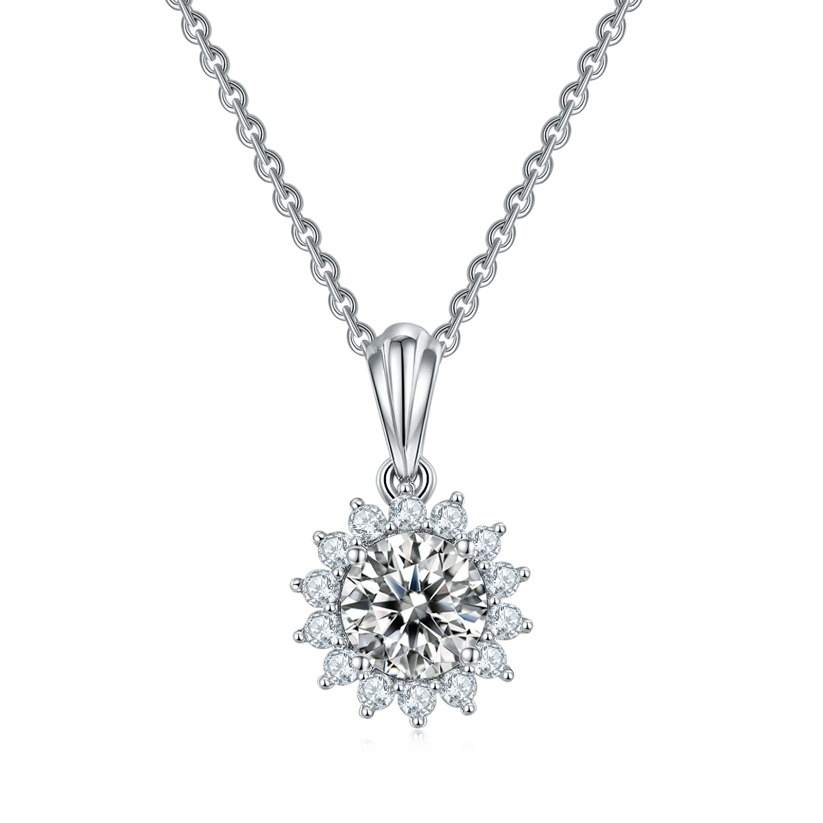 Wholesale 925 Sterling Silver Chain Round Princess Oval Pear Cut Moissanite Diamond Pendant Women Necklace With GRA Certificate