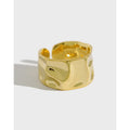 925 Sterling Silver Irregular Smart Ring Wide Chunky Couples  Ring for Men Simple Adjustable 18K Gold Rings Fashion Jewelry