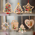 1PC 2D 3D Christmas Ornament Wooden Hanging Pendants Star Xmas Tree Bell Christmas Decorations for Home Party New Year Navidad