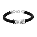 Hot Style American Men's Bracelet Custom Name Alphabet Leather Woven String Stainless Steel Bead Jewelry